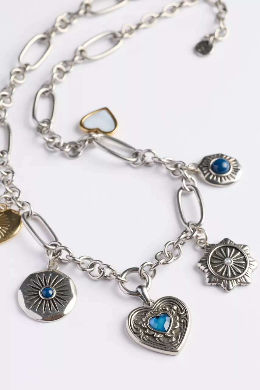 Johnny Was ANTIQUE HEART CHARM NECKLACE Silver