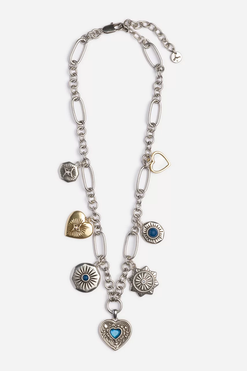 johnny was ANTIQUE HEART CHARM NECKLACE Silver