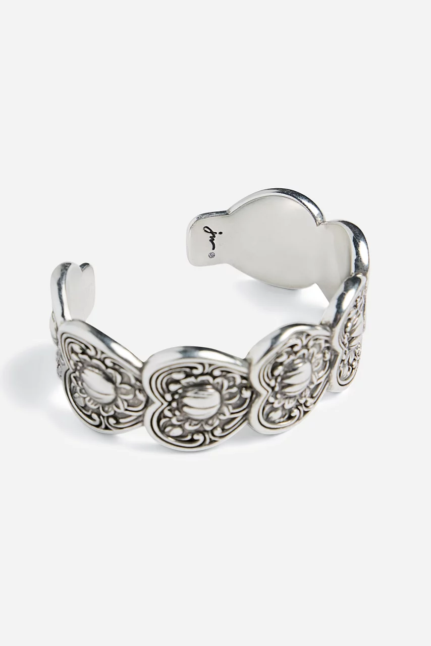 Johnny Was ANTIQUE HEART CUFF BRACELET Silver