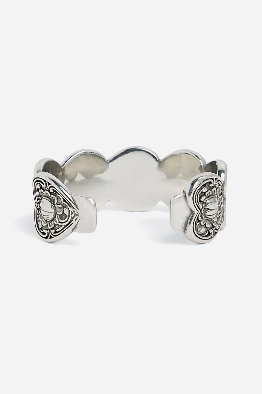 Johnny Was ANTIQUE HEART CUFF BRACELET Silver