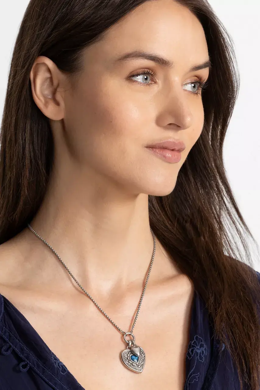 Johnny Was ANTIQUE HEART NECKLACE Silver