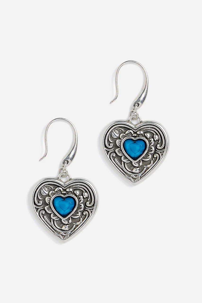 johnny was ANTIQUE HEART PENDANT EARRINGS Silver