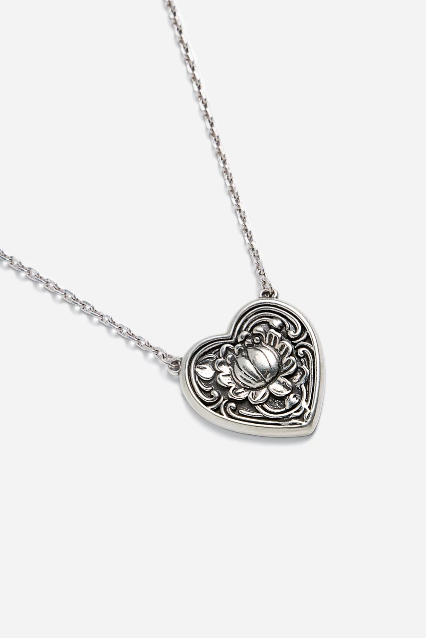 Johnny Was ANTIQUE HEART PENDANT NECKLACE Silver