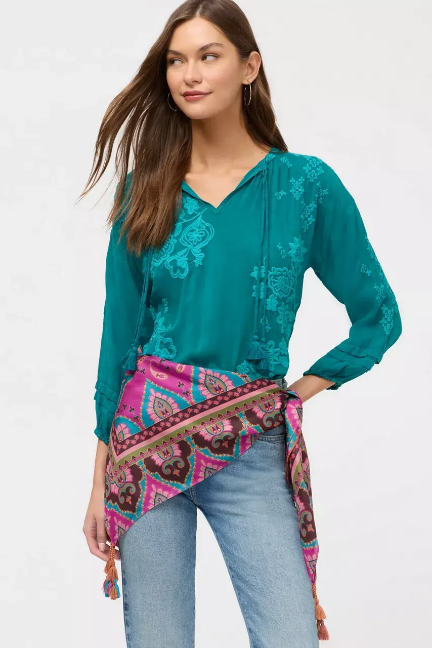 Johnny Was ARGUS SILK SCARF Argus