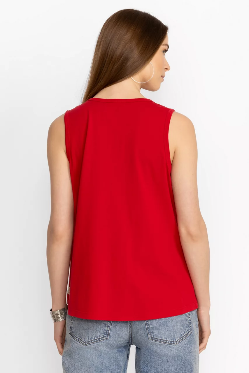 Johnny Was ARIZONA KNIT TANK Racer Red