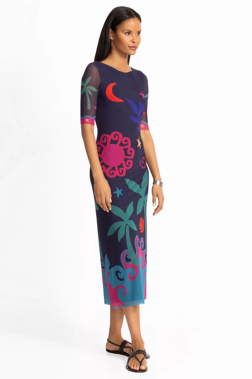 Johnny Was ASTRID MESH MIDI DRESS Palomas Island