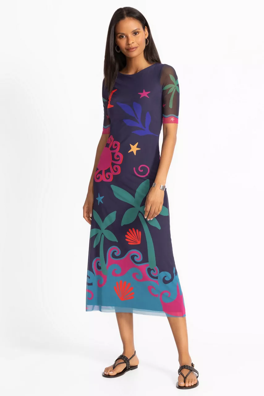 Johnny Was ASTRID MESH MIDI DRESS Palomas Island