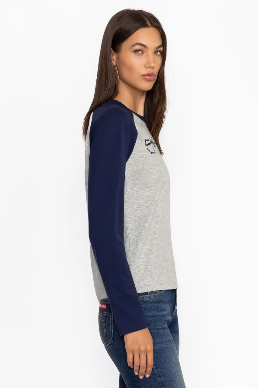 Johnny Was BASEBALL TEE Heather Grey