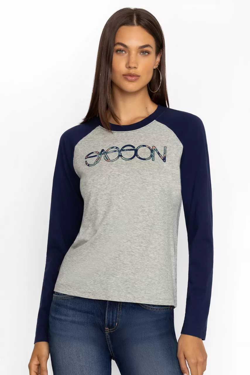 Johnny Was BASEBALL TEE Heather Grey