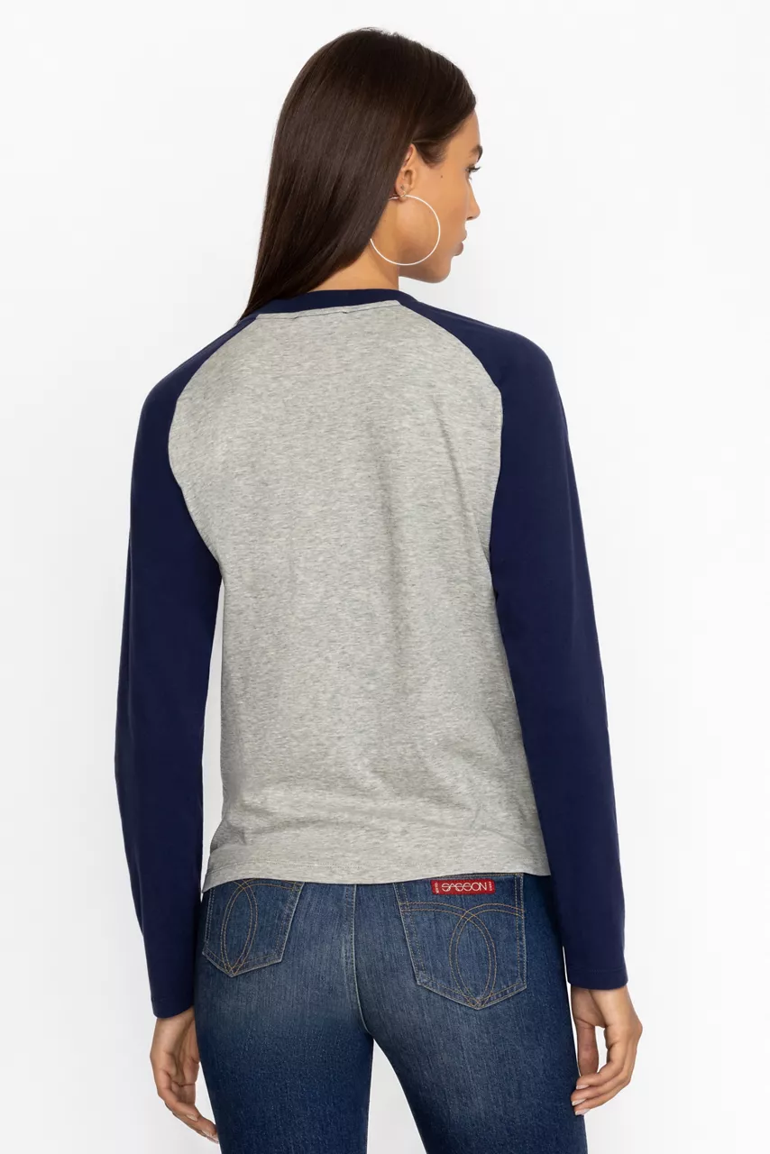 Johnny Was BASEBALL TEE Heather Grey