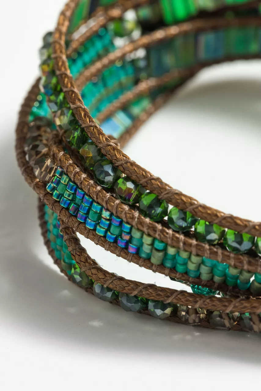 Johnny Was BEADED WRAP BRACELET Green