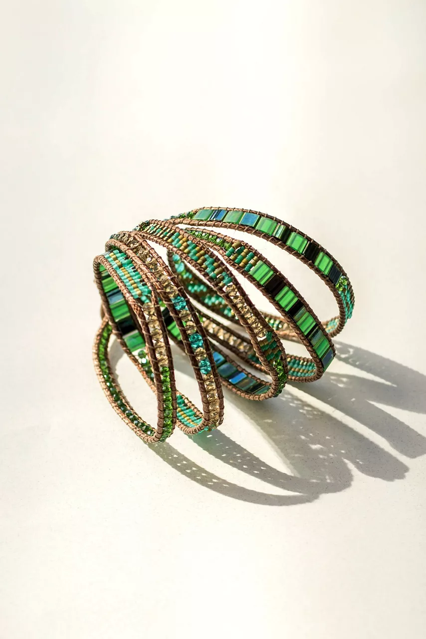 Johnny Was BEADED WRAP BRACELET Green