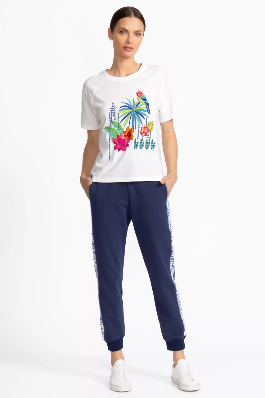 Johnny Was BEE ACTIVE RAGLAN GRAPHIC TEE White