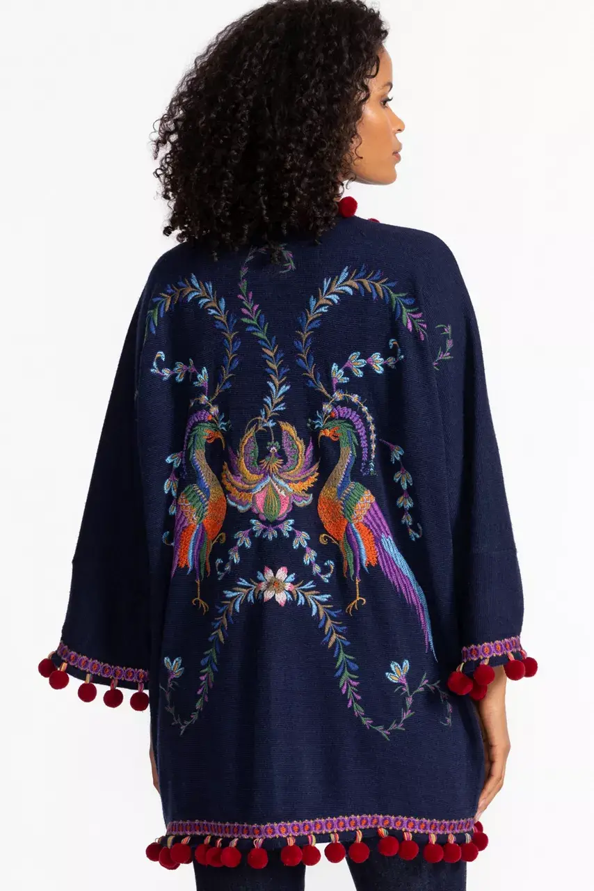 Johnny Was BIYA SHORT KIMONO Blue Nights