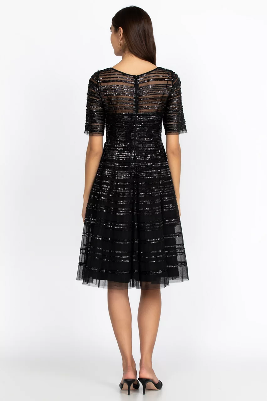 Johnny Was Black Beaded Mesh Dress Black
