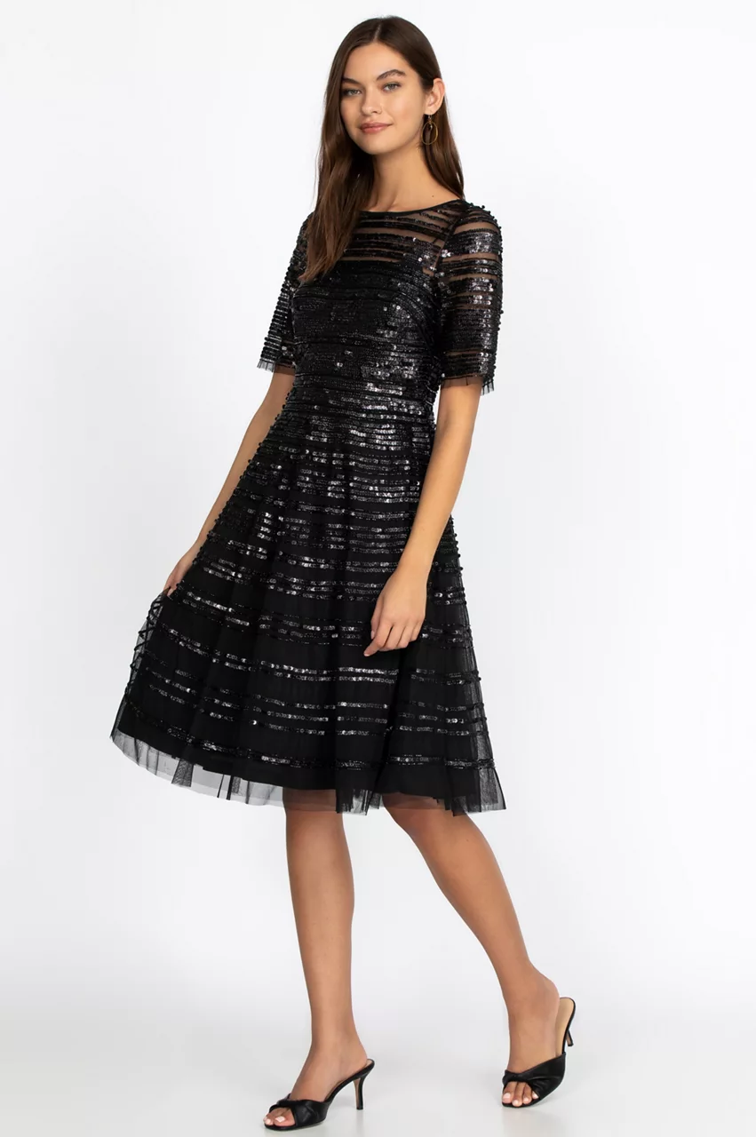 johnny was Black Beaded Mesh Dress Black