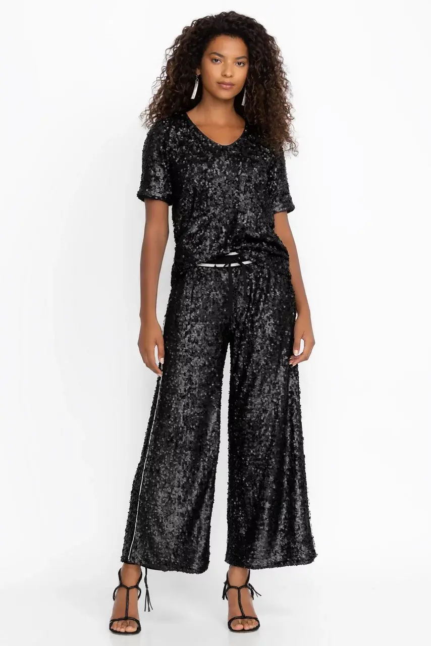 Johnny Was BRADLEY SEQUIN BLOUSE Black Sequin