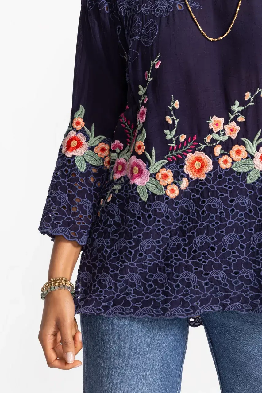 Johnny Was BRIXLEY TUNIC Blue Night