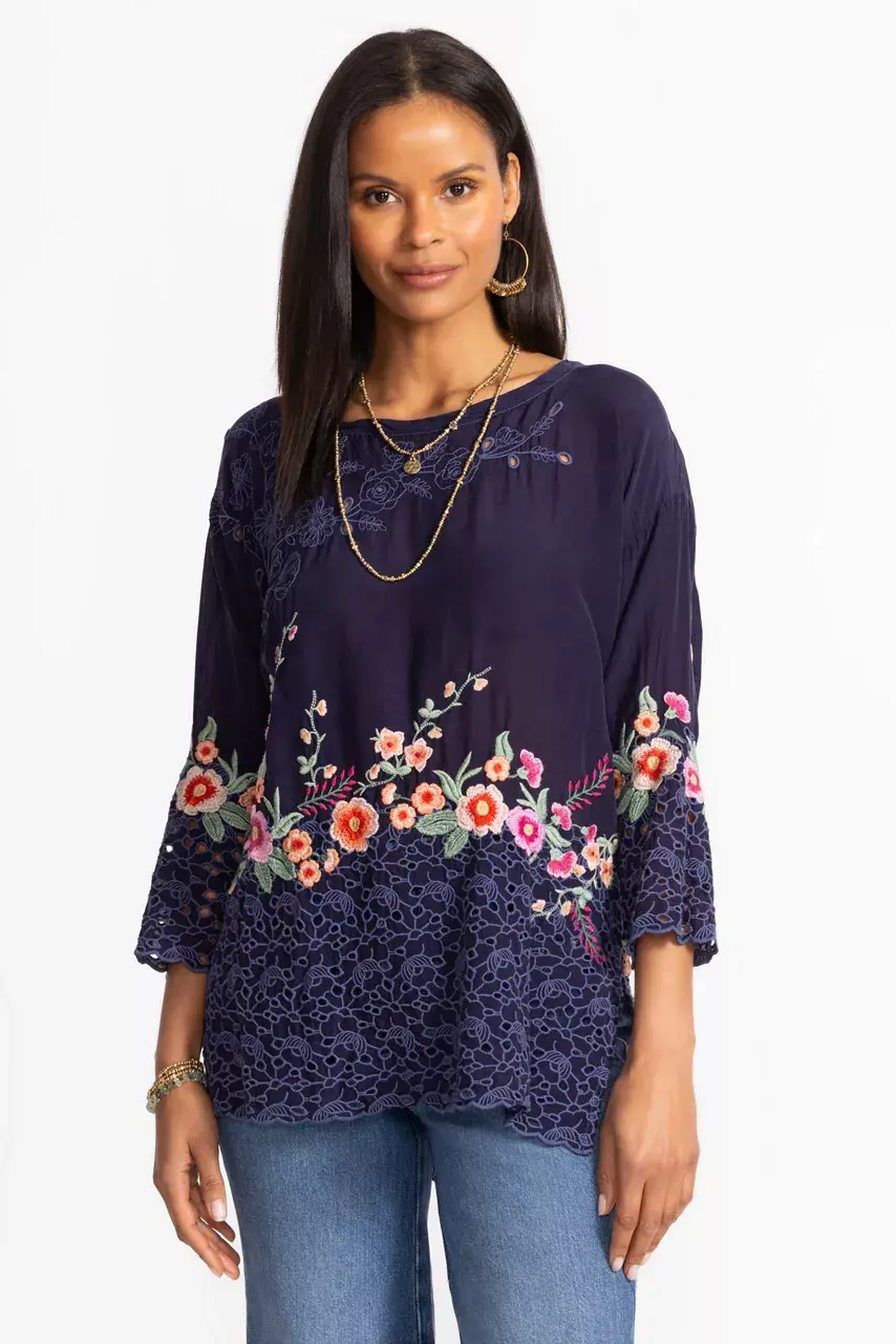 Johnny Was BRIXLEY TUNIC Blue Night