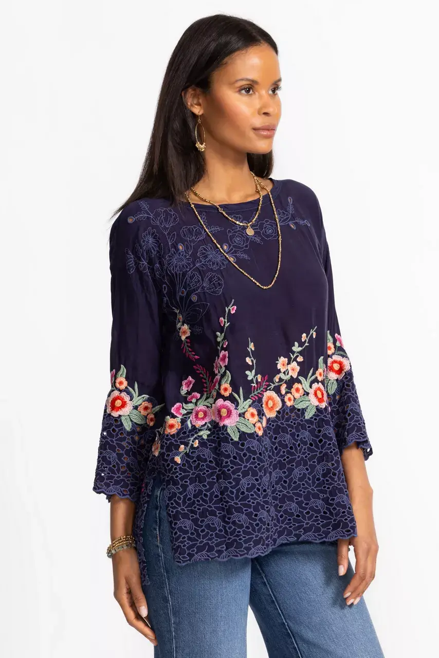 Johnny Was BRIXLEY TUNIC Blue Night