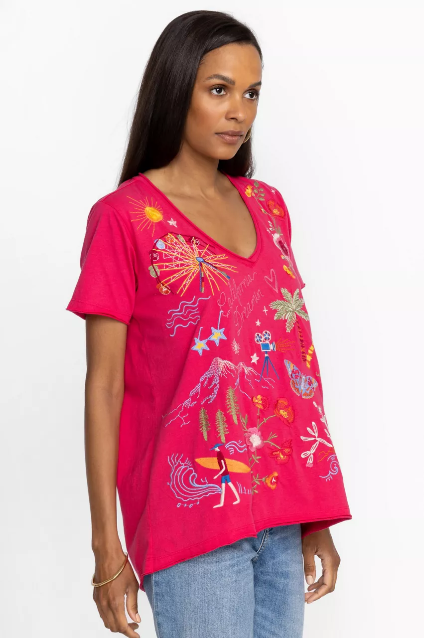 Johnny Was CALIFORNIA EVERYDAY TEE Raspberry