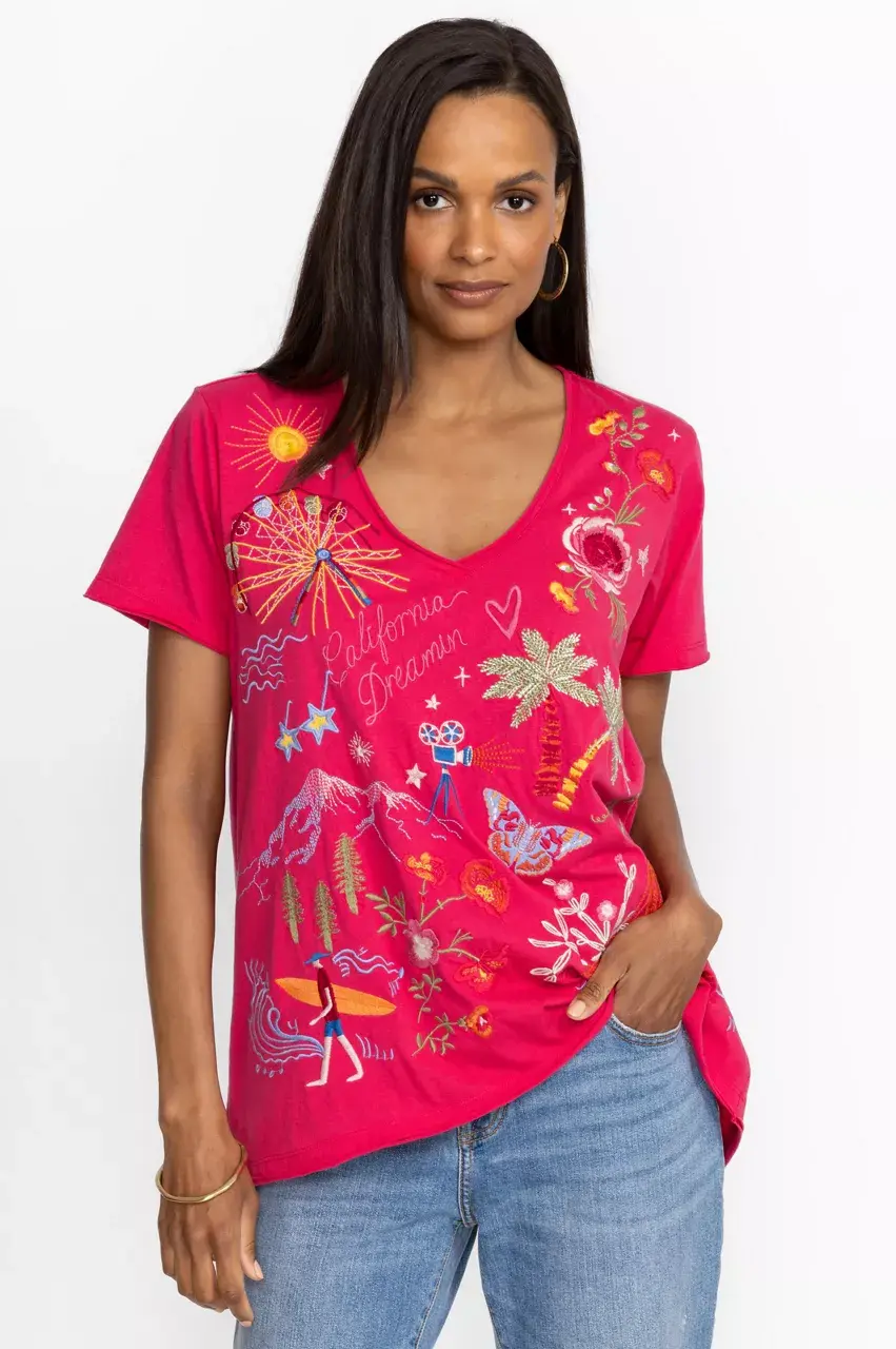 Johnny Was CALIFORNIA EVERYDAY TEE Raspberry