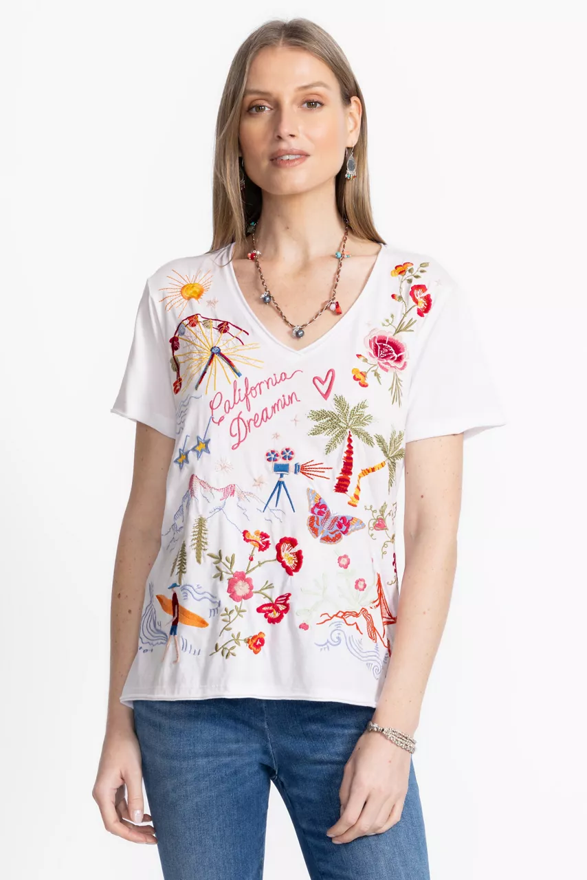 Johnny Was CALIFORNIA EVERYDAY TEE White