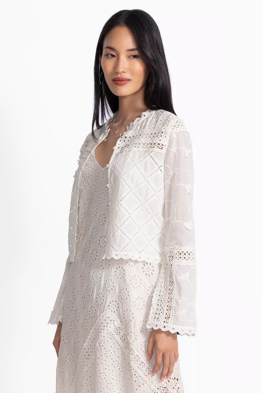 Johnny Was CALISTA CROPPED JACKET White