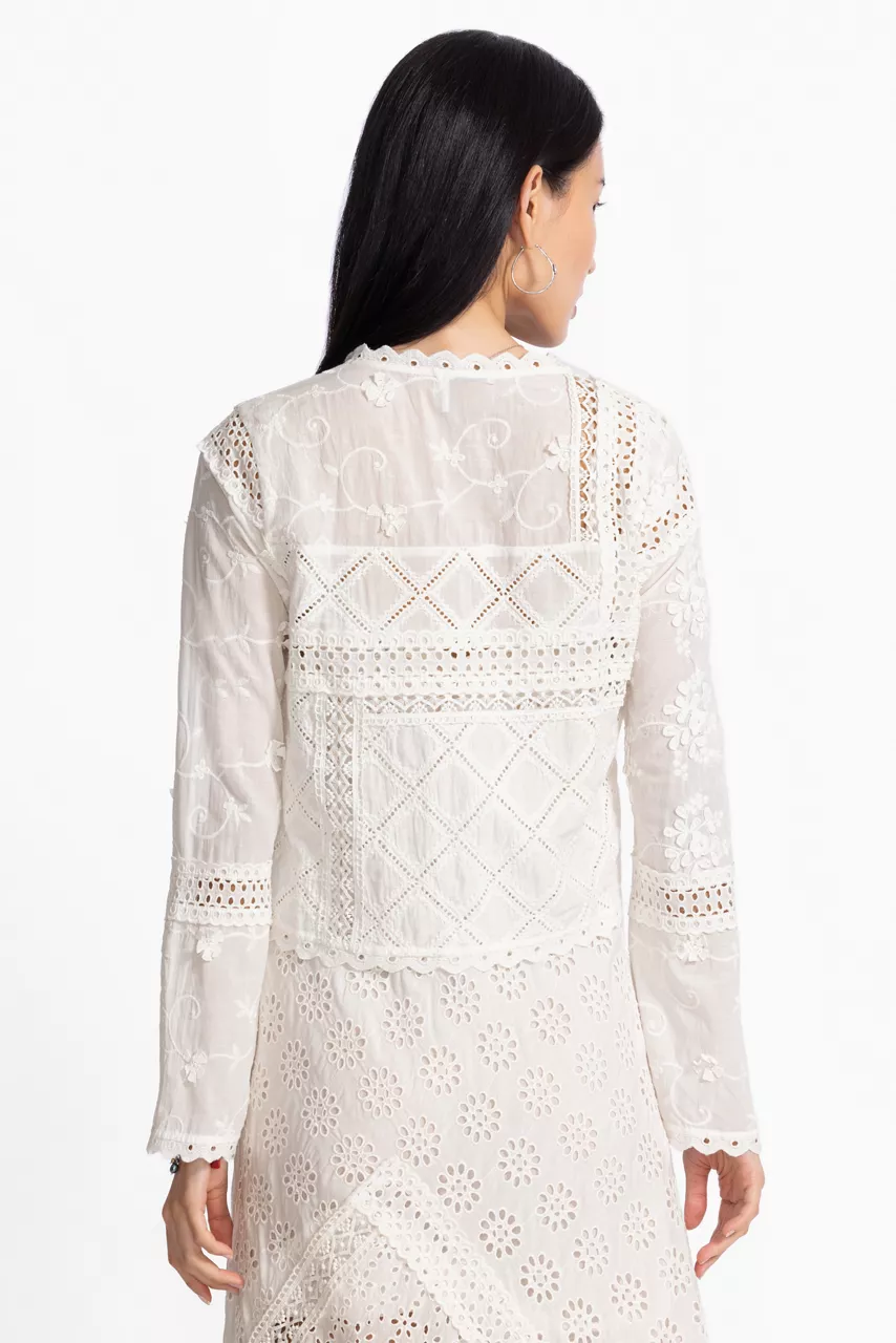 Johnny Was CALISTA CROPPED JACKET White