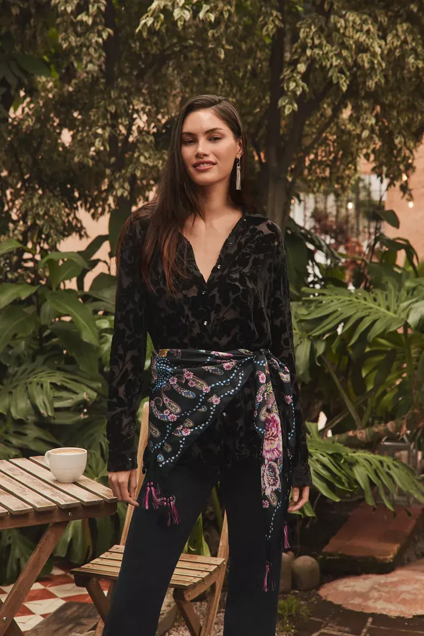 Johnny Was CAMINO SERRA SILK SCARF Camino Serra