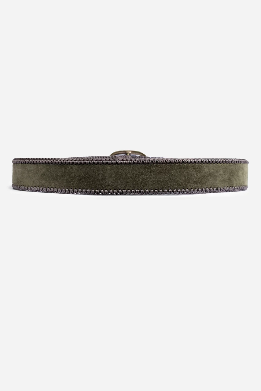 Johnny Was CATENA ITALIAN SUEDE BELT Olive Green