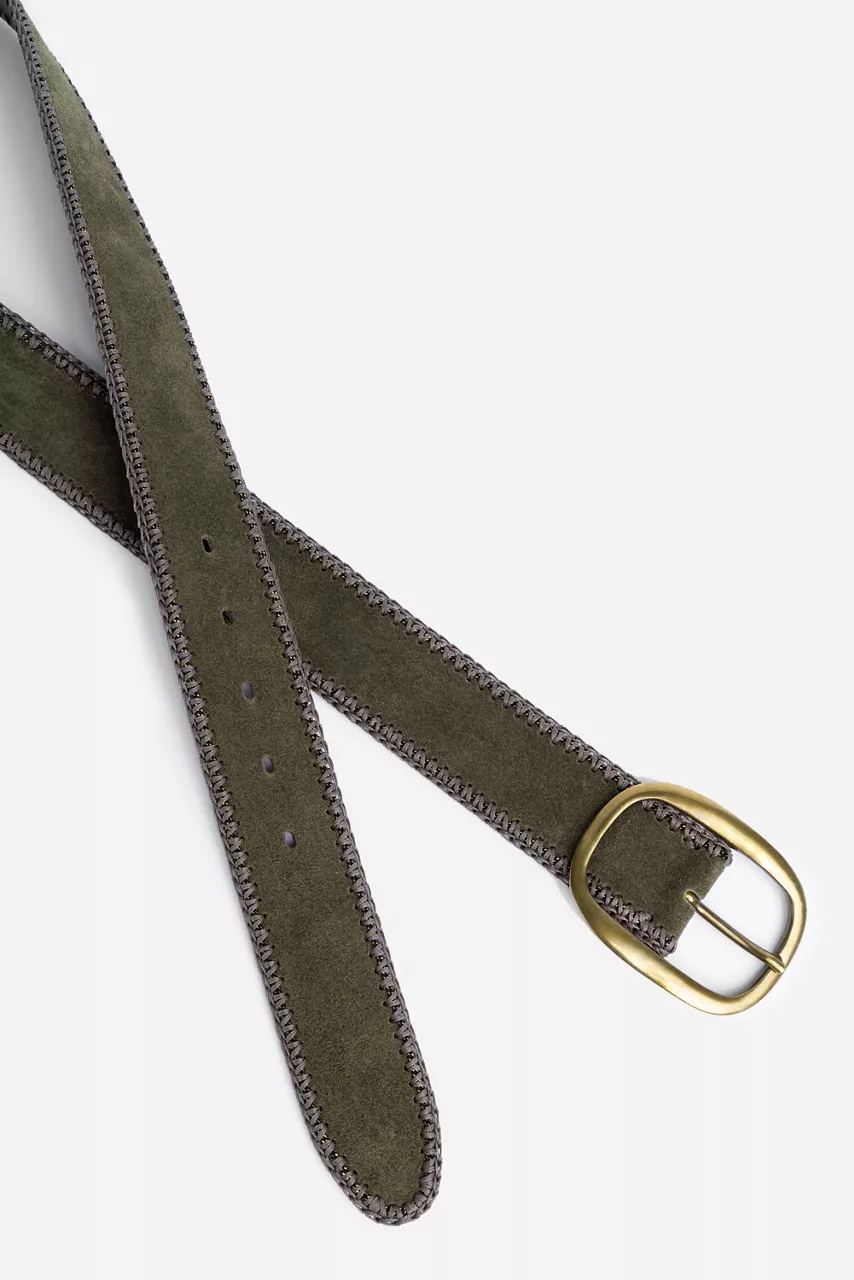 Johnny Was CATENA ITALIAN SUEDE BELT Olive Green