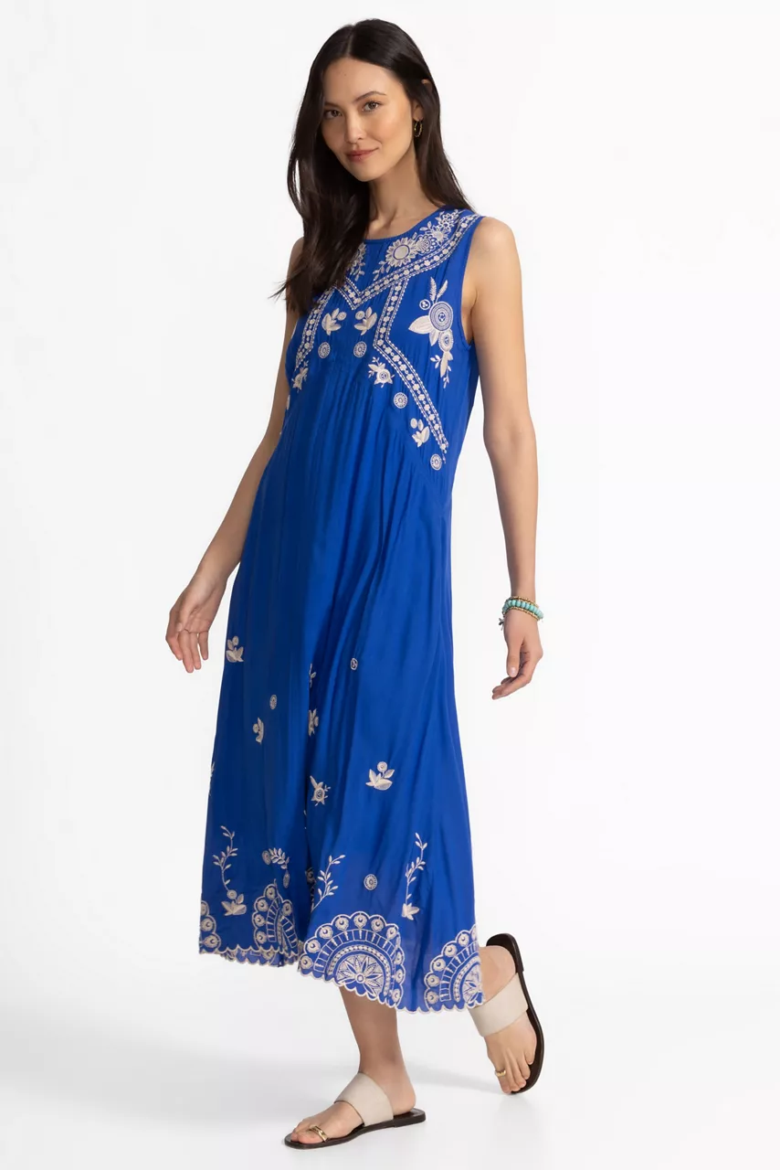 Johnny Was CHEVRON TANK DRESS Cobalt