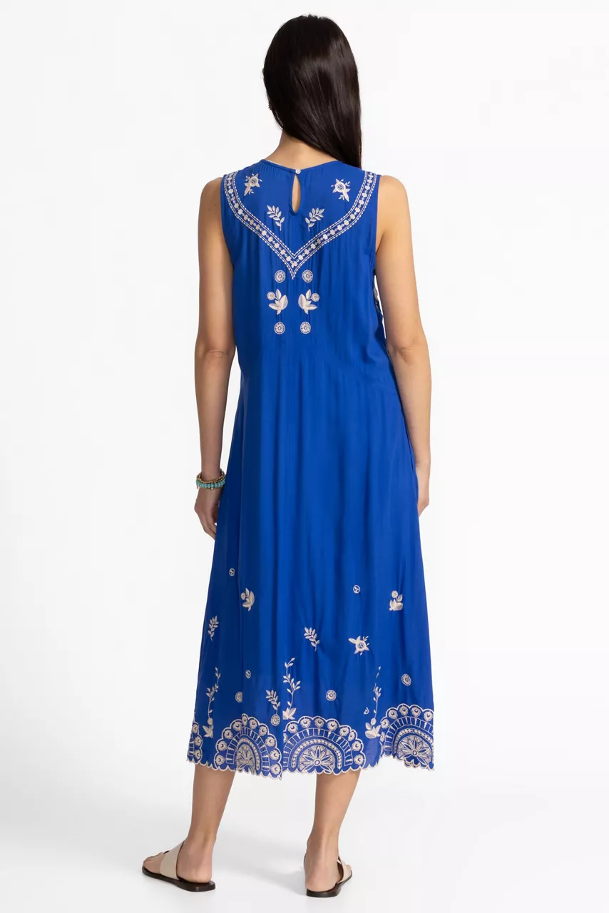 Johnny Was CHEVRON TANK DRESS Cobalt