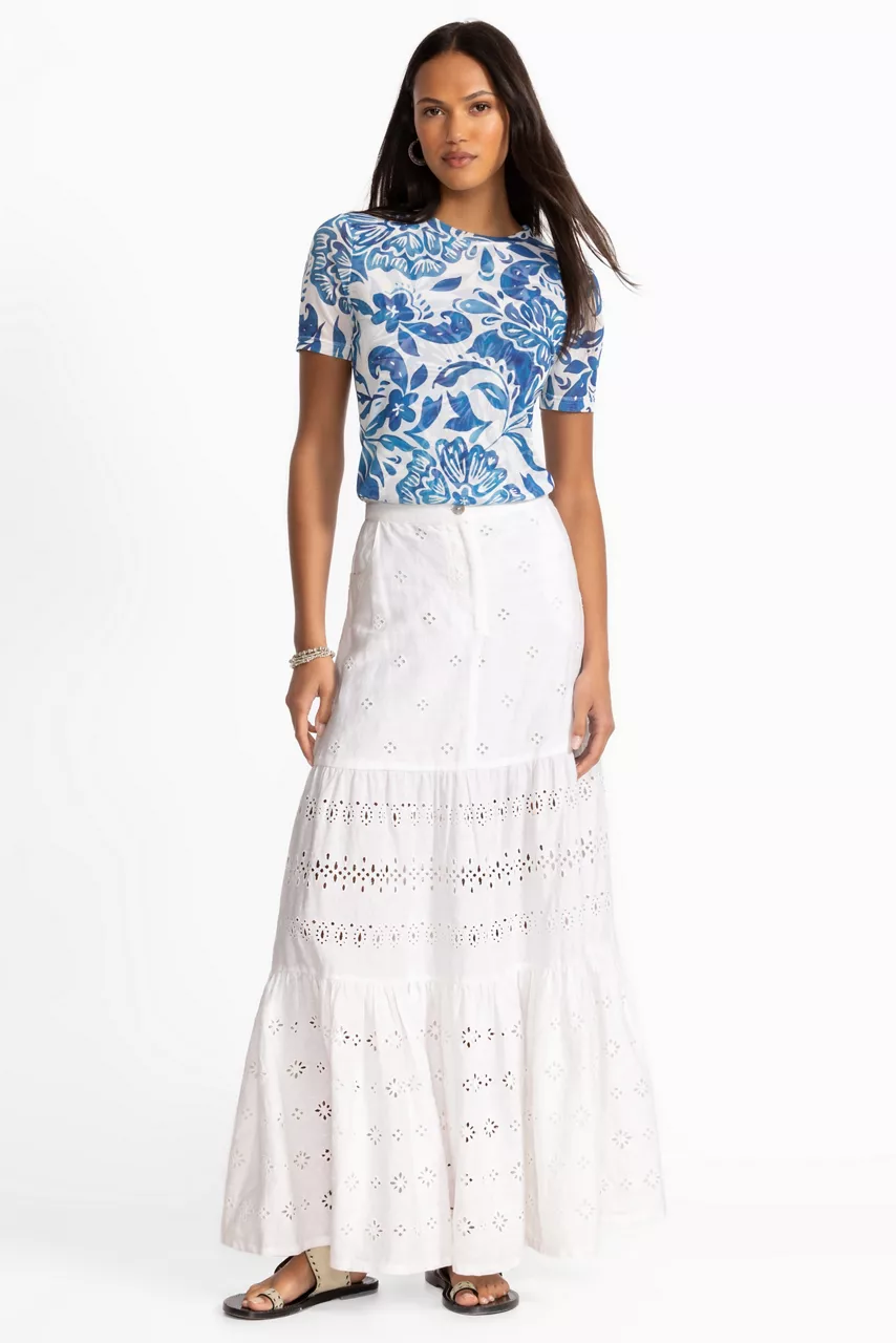 Johnny Was CIELITO TIERED SKIRT White