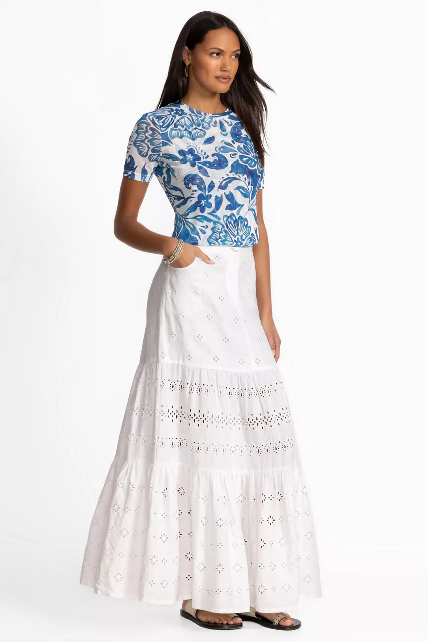 Johnny Was CIELITO TIERED SKIRT White