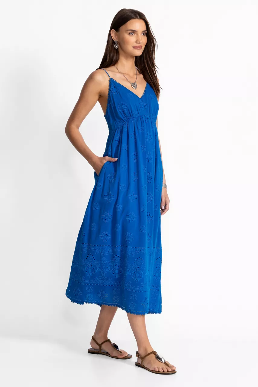 Johnny Was CLEO TEA LENGTH DRESS Directoire Blue
