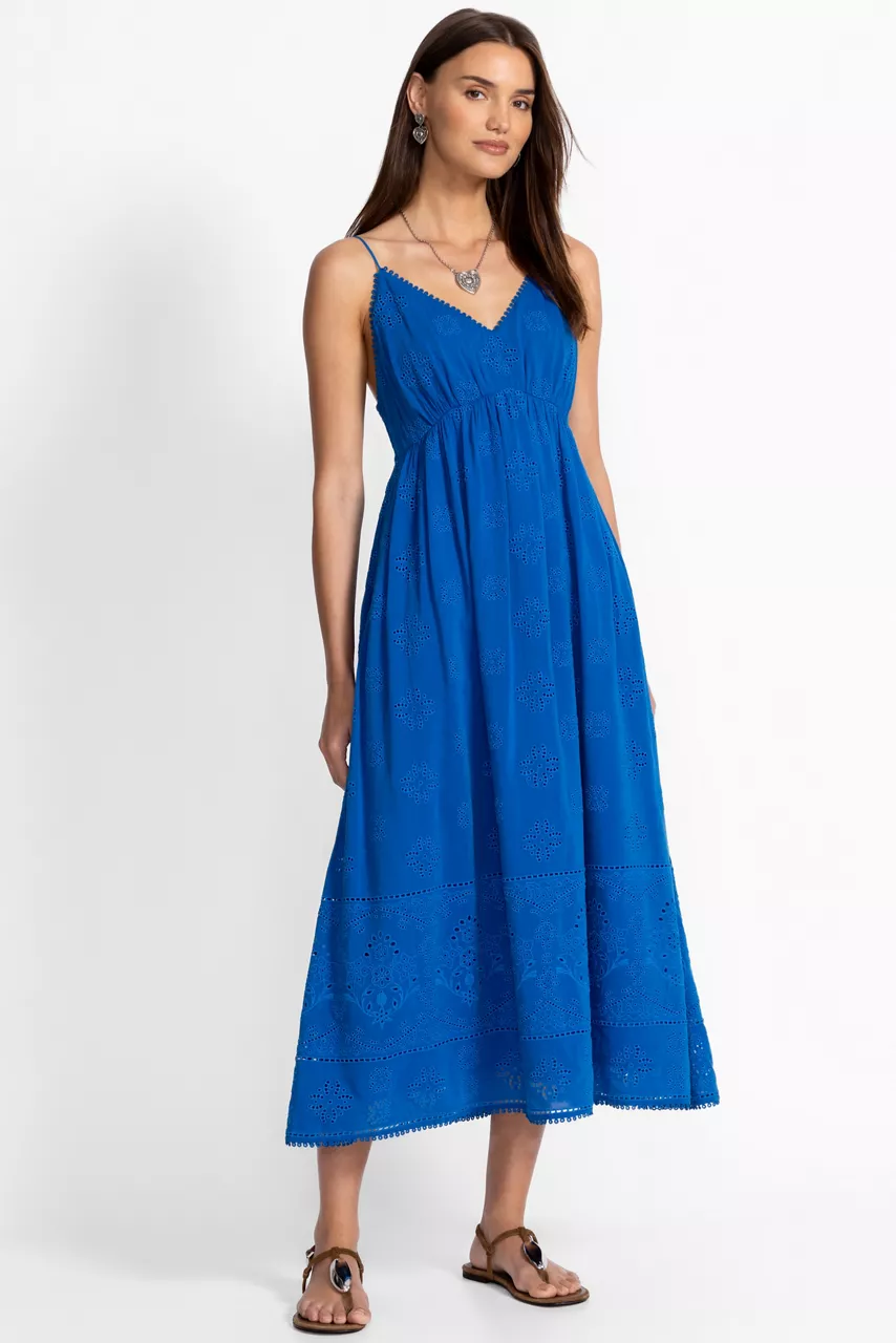 johnny was CLEO TEA LENGTH DRESS Directoire Blue
