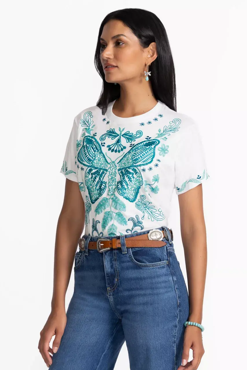 Johnny Was CREW NECK TEE White