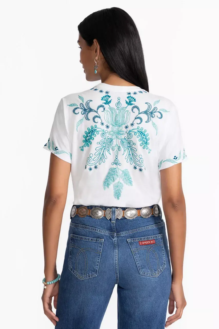 Johnny Was CREW NECK TEE White