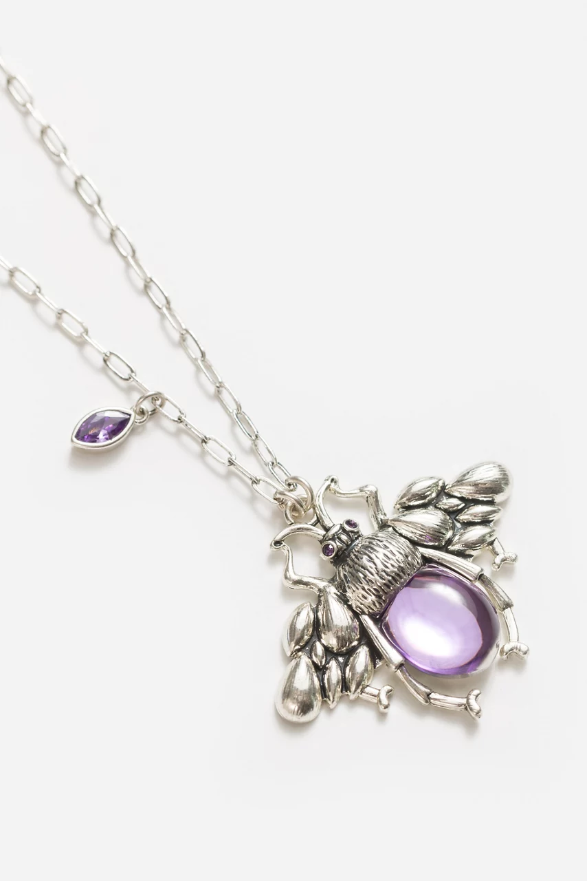 Johnny Was CRITTER CHARM NECKLACE Purple