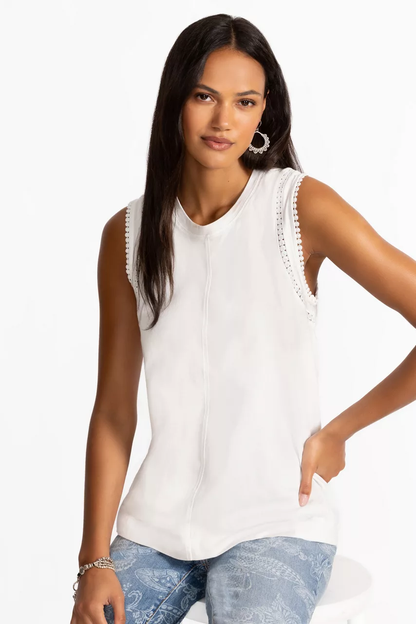johnny was CROCHET CREW NECK TANK Bright White