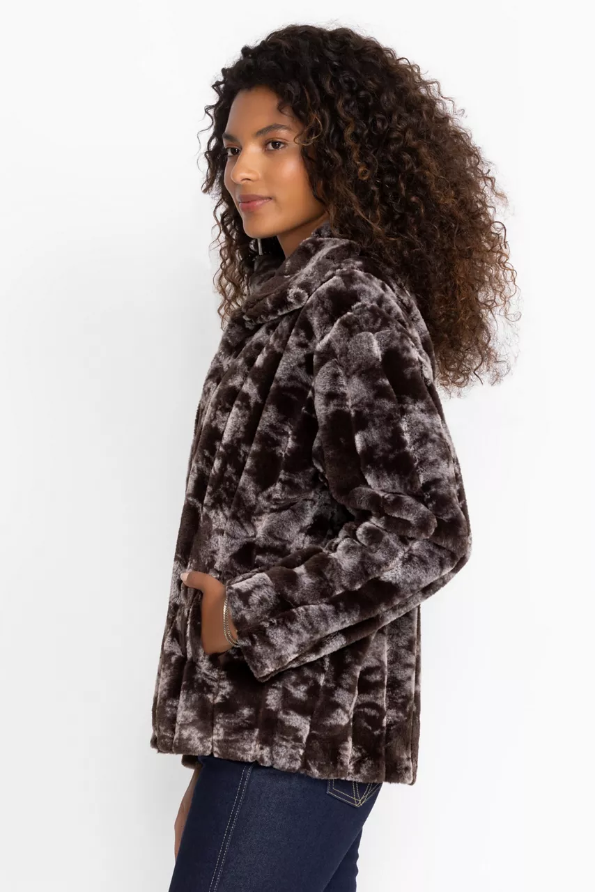 Johnny Was CROPPED FAUX FUR JACKET Marbled