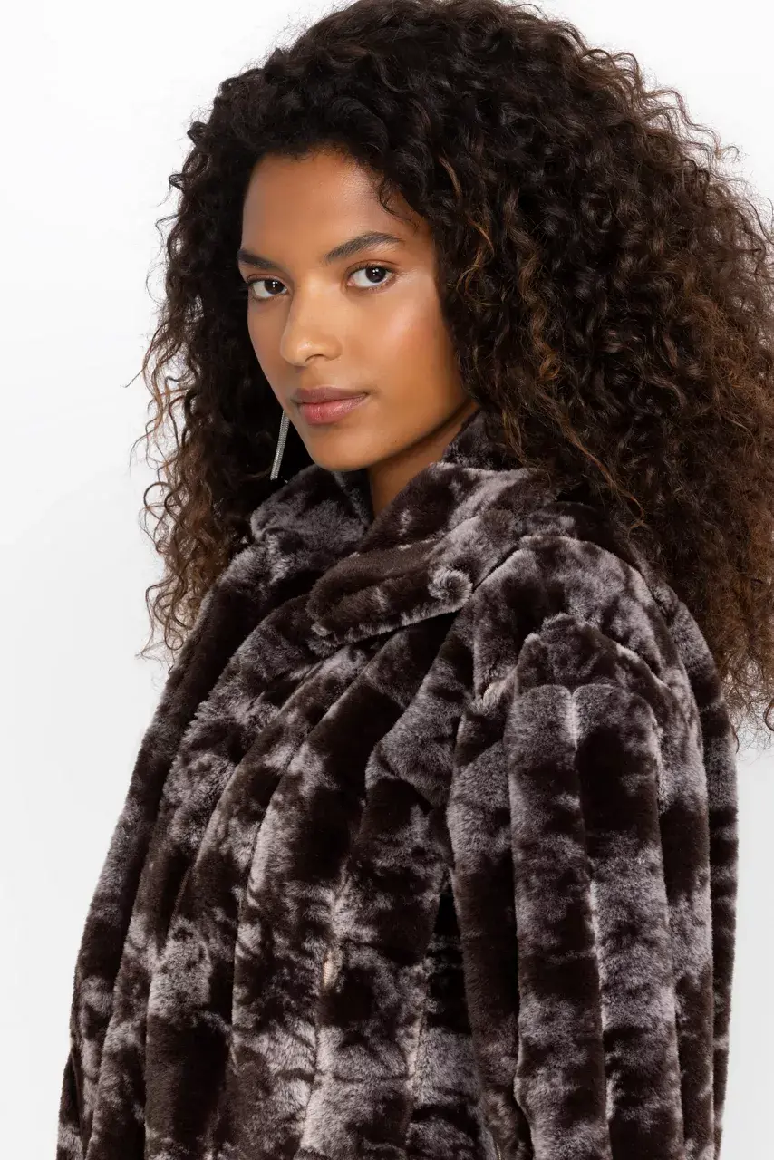 Johnny Was CROPPED FAUX FUR JACKET Marbled