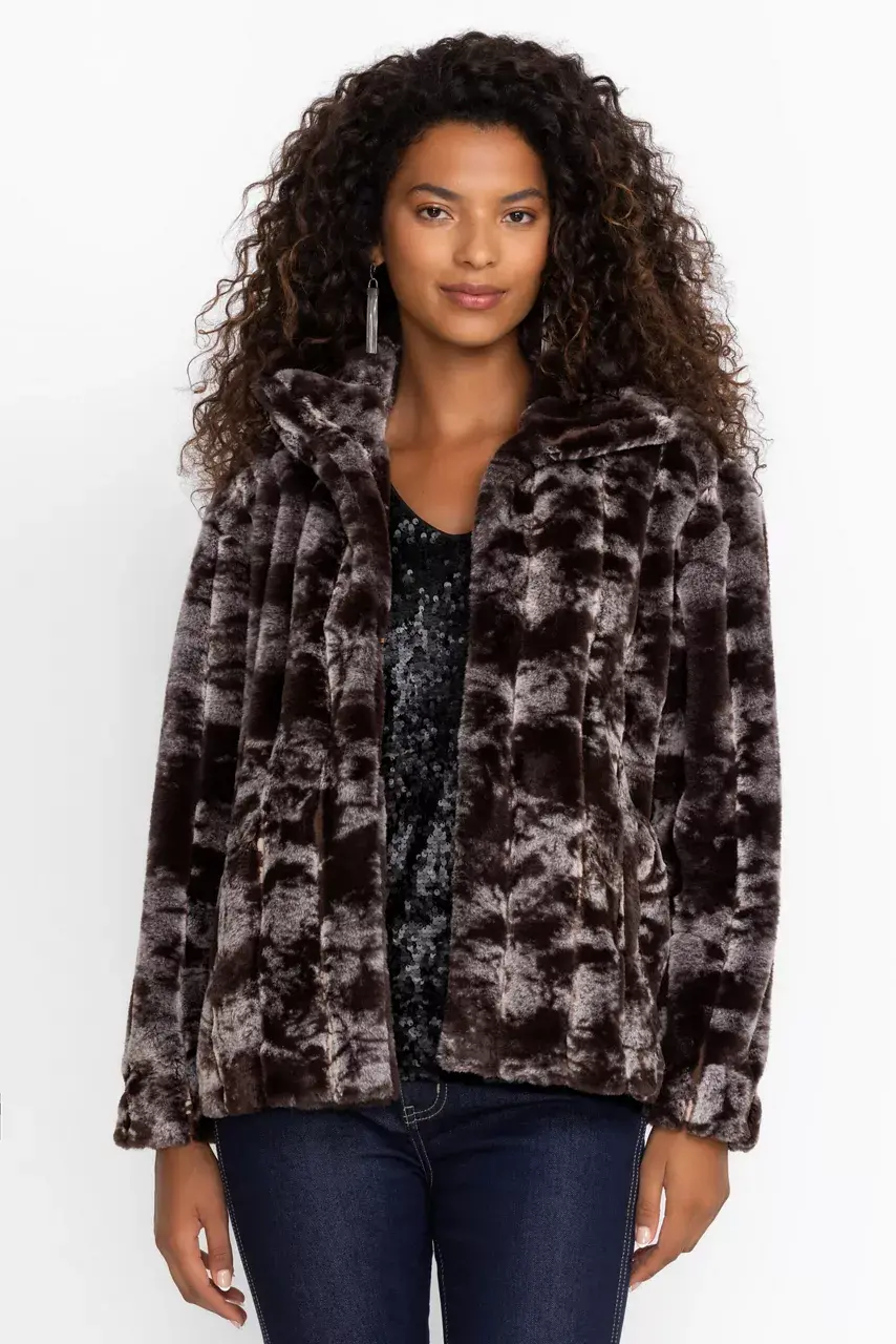 johnny was CROPPED FAUX FUR JACKET Marbled
