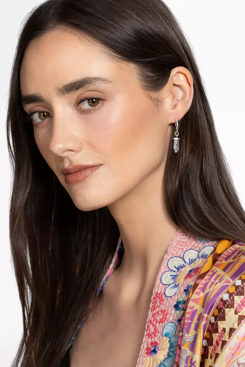 Johnny Was CRYSTAL DROP EARRINGS Silver