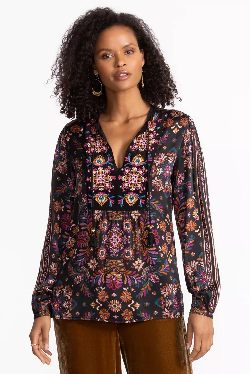 johnny was CURVED HEM PRAIRIE BLOUSE Brandi