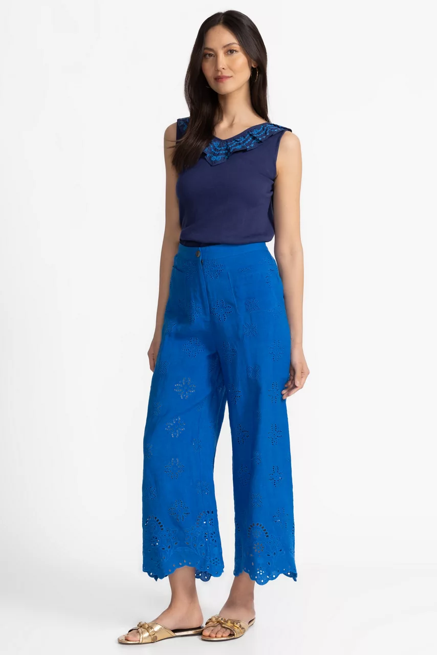 Johnny Was DELORES WIDE LEG PANT Directoire Blue