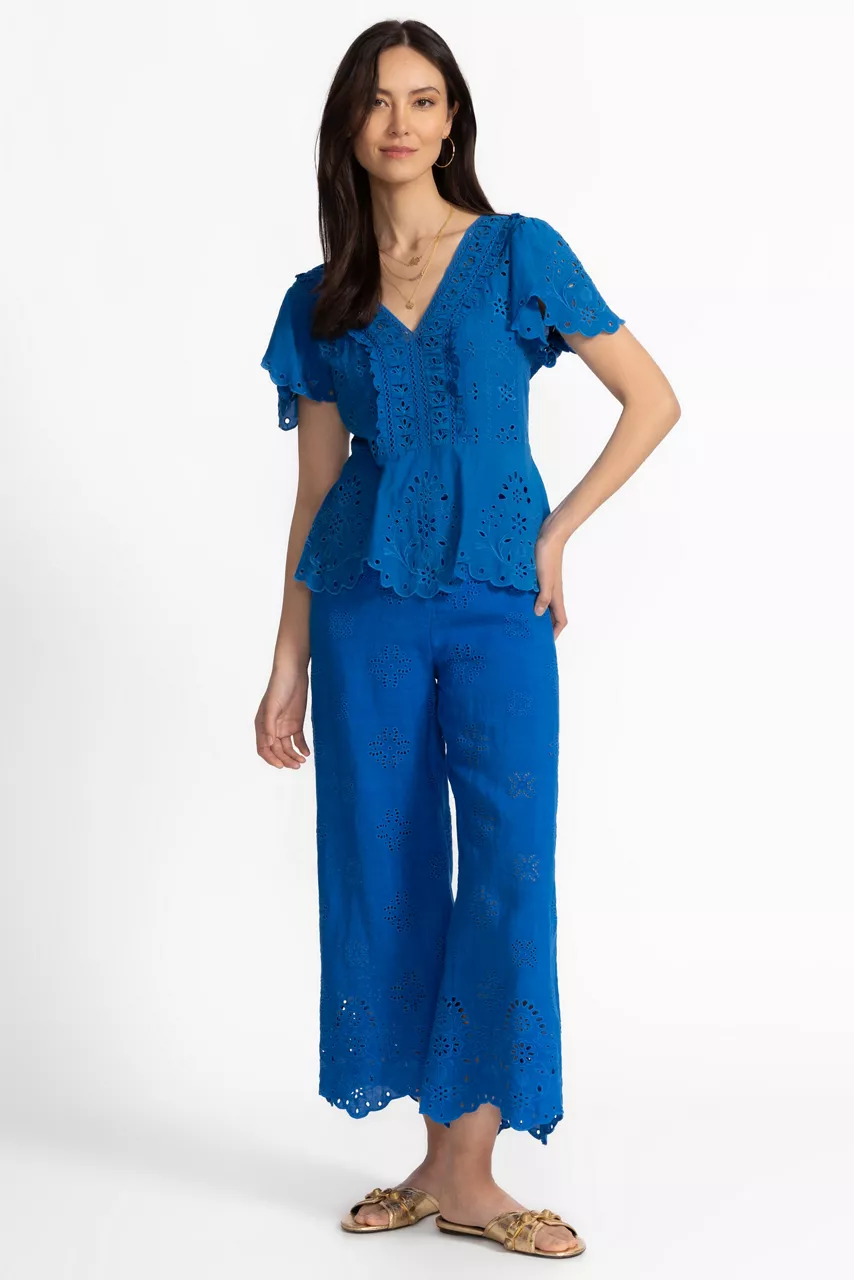 Johnny Was DELORES WIDE LEG PANT Directoire Blue