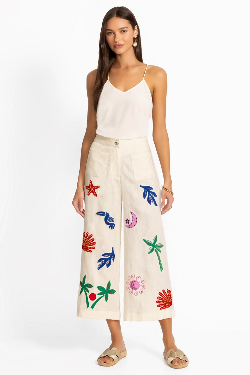 Johnny Was DELORES WIDE LEG PANT Ecru